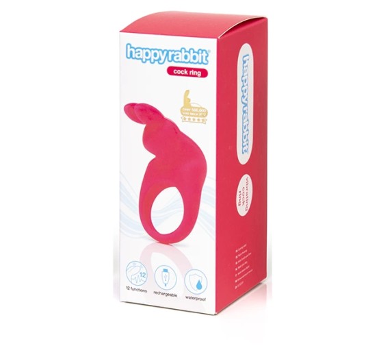 Pierścień wibrujący - Happy Rabbit Rechargeable Vibrating Rabbit Cock Ring Pink